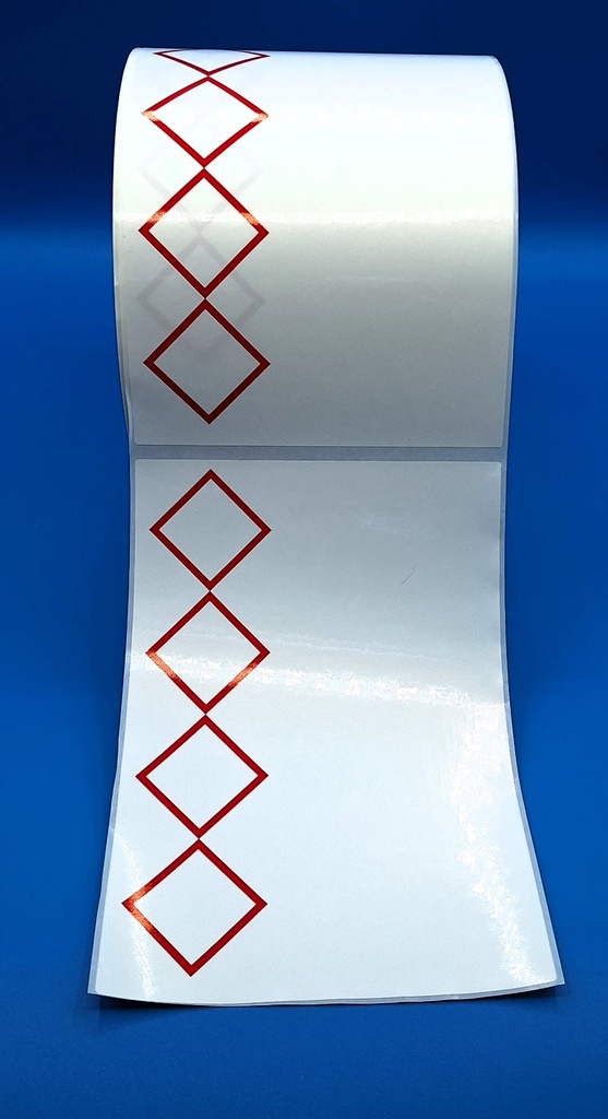 ETIQUETA  PRODUCTO CLP/REACH 4 Rombos / Blanca / PP / R1000   148X210 MM