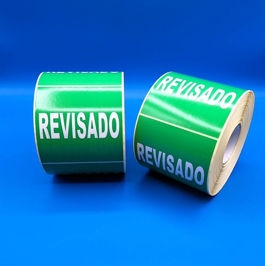 ETIQUETA "REVISADO" 100X100 MM BOBINA