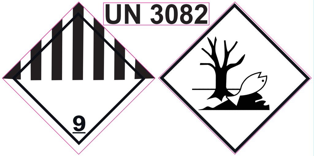 ETIQUETA PLÁSTICA COMBINADA ADR CLASE 9 + MEDIOAMBIENTE + UN 3082 - 150x300 mm- Bobina