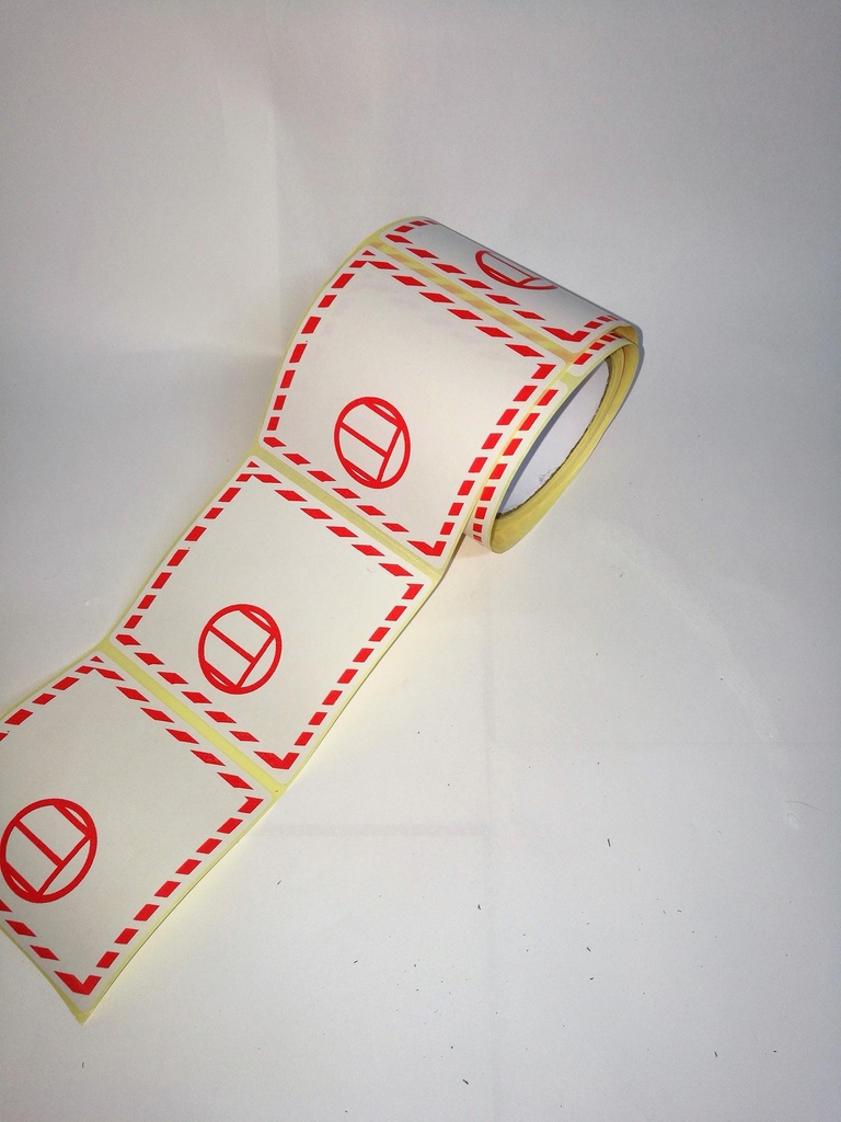 ETIQUETA CANTIDADES EXCEPTUADAS ROJA - PERSONALIZADA -  100x100mm - Bobina