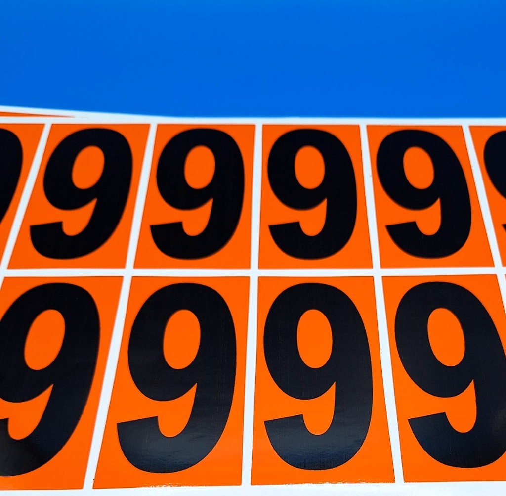 PACK NUMERACIÓN NARANJA 14UDS / HOJA IMPRESA  - NUMERO 9 / 6