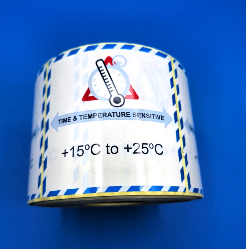 ETIQUETA TIME & TEMPERATURE SENSITIVE BOBINA - Rango : + 15 ºC + 25 ºC