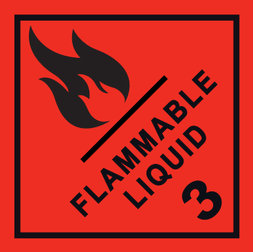 CLASE 3 LIQUIDOS INFLAMABLES - TEXTO INTERIOR " FLAMMABLE LIQUID / NUMERACION " 300x300 mm - BOBINA   