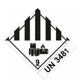 ETIQUETA CLASE 9A BATERIAS - UN 3481 LATERAL 105X125 MM BOBINA 