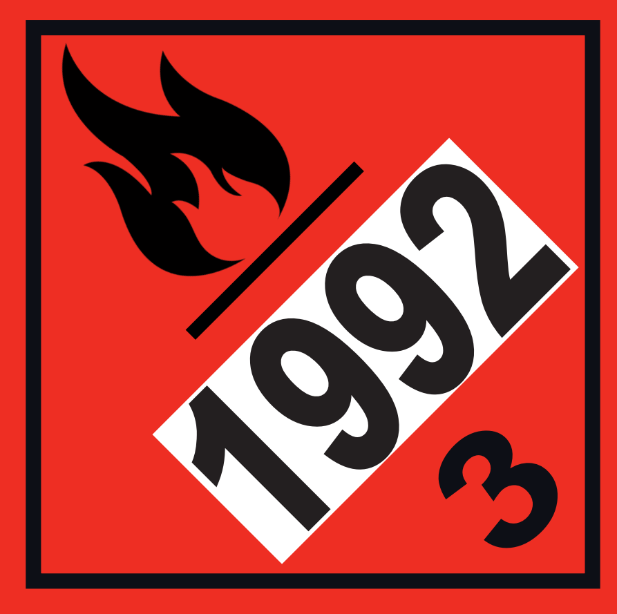 CLASE 3 LIQUIDOS INFLAMABLES TEXTO 1992 -  250x250mm - Bobina