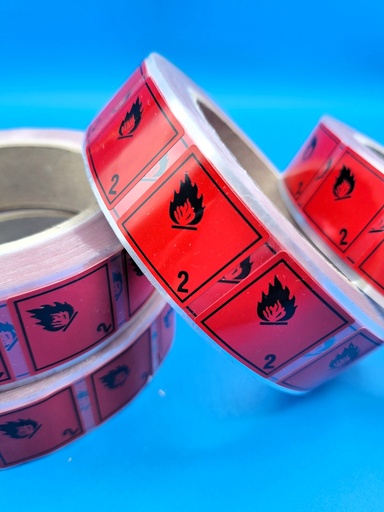 [ES001] CLASE 2.1 GASES INFLAMABLES 30X30mm _ Bobina 2.000 uds