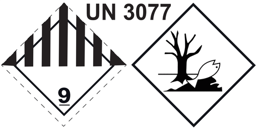 [COMBINADA_CLASE9_MEDIOAMBIENTE_UN 3077] ETIQUETA (Papel Adhesivo) COMBINADA ADR CLASE 9 + MEDIOAMBIENTE + UN 3077 - 145x300 mm BOBINAS