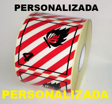 [ET012_PERS] CLASE 4.1 SÓLIDOS INFLAMABLES - PERSONALIZADA - 100x100mm  - Bobina
