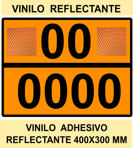 PANEL NARANJA 400X300 REFLECTANTE  TEXTO PERSONALIZADO LINEA HORIZONTAL - HOMOLOGADO 