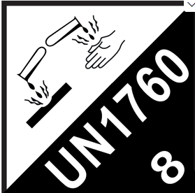 [CLASE 8 TEXTO BLANCO] CLASE 8 MATERIAS CORROSIVAS 100X100 mm + TEXTO BLANCO PERSONALIZADO (UN.....) BOBINA